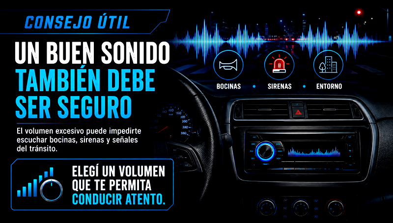 Consejo para utilizar el autoradio a un volumen seguro